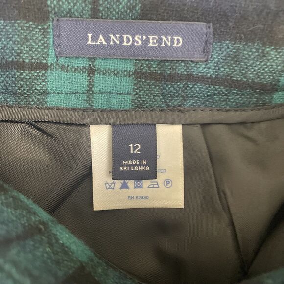 Lands End Wool Blend Tartan Plaid Pencil Classic Skirt Sz 12 Academia - Picture 5 of 5